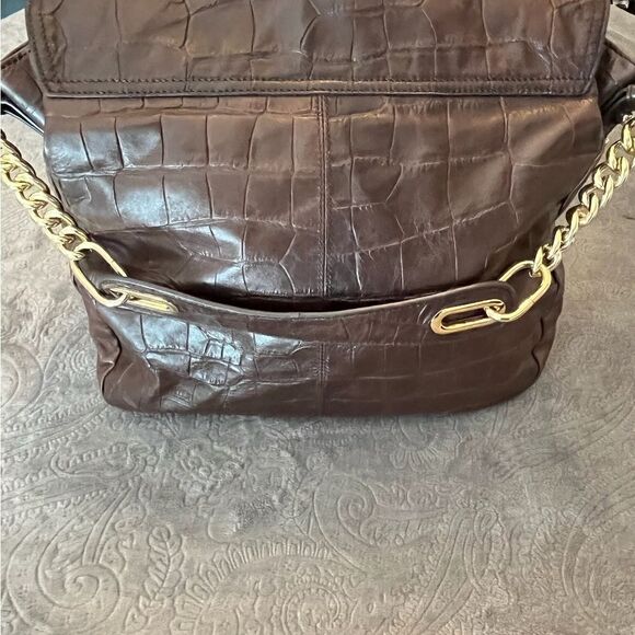 Badgley Mischa large crocodile hobo bag flap/magnetic close - Picture 3 of 14